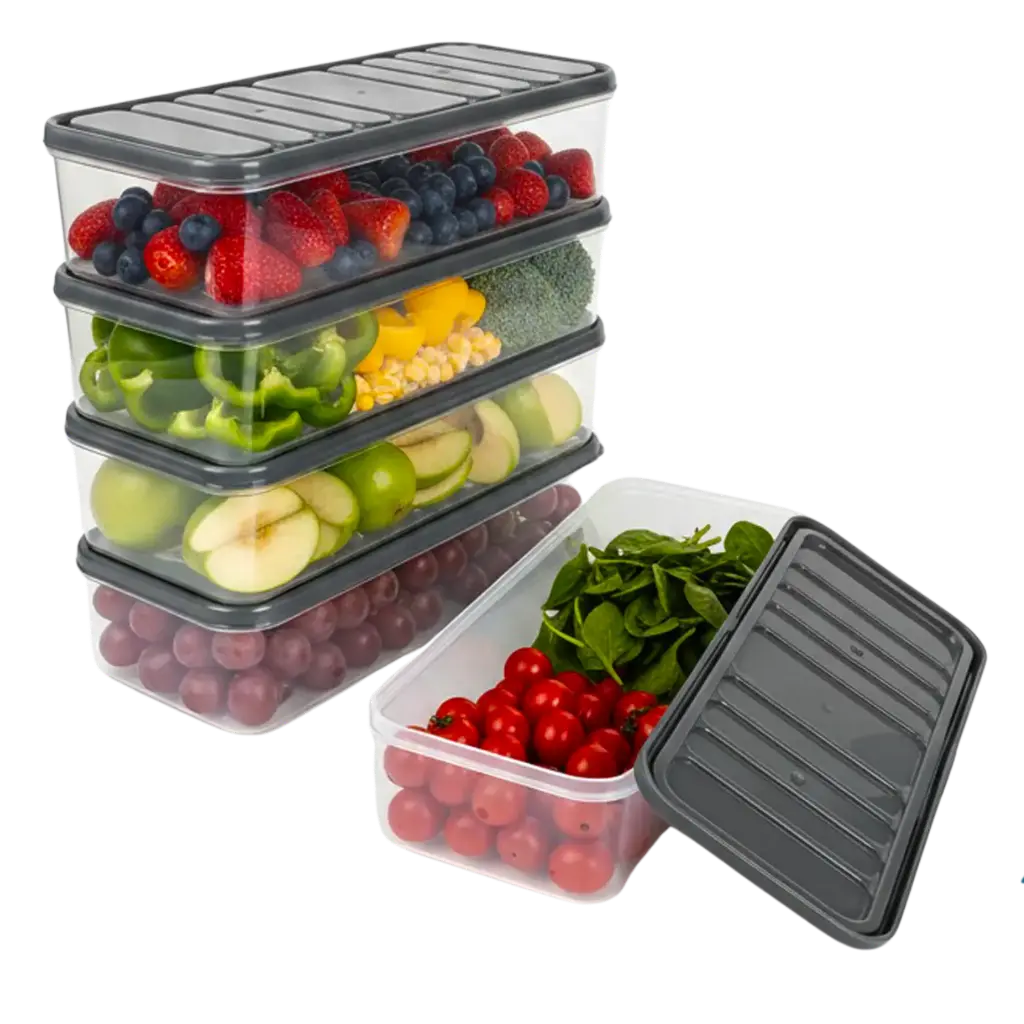 Stravos 1200 ml Airtight Food Storage Containers with Drain Plate, Stackable (Set of 6)