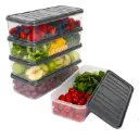 Alackar 1200 ml Airtight Food Storage Containers with Drain Plate, Stackable (Set of 6)