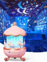 Galaxy Bunny Carousel Star Projector with 6 Films & Rechargeable Battery | Kids Night Light & Room Decor Gift for Boys & Girls