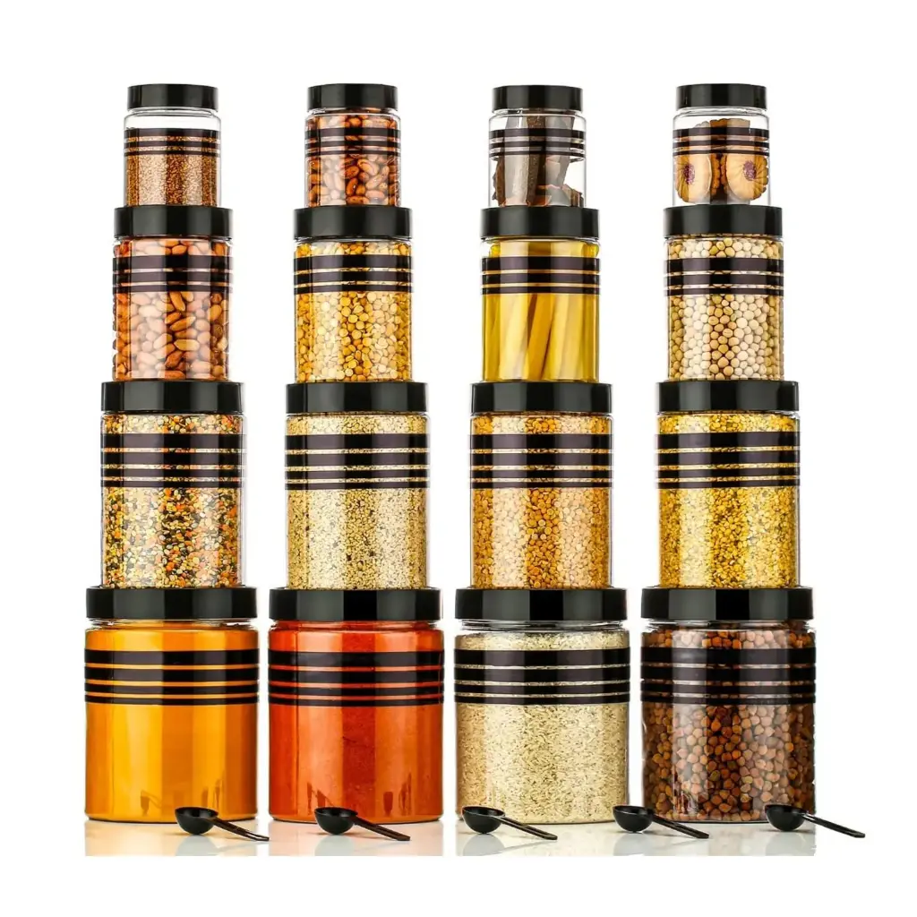 Stravos 16-Piece Airtight Plastic Food Storage Container Set with Spoons for Kitchen & Pantry Organization