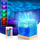 Ocean Wave Night Light Projector Lamp, 3D Water Wave Effect, LED Projection Lamp for Bedroom Decor, Remote Control (Cube Shape)Multicolor – 16 Color Changing LED Table Lamp with Starry Sky & 3D Water Wave Effect, Remote Control, Bedroom Ambient & Home Décor Lighting