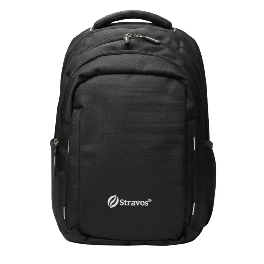 Stravos Large Waterproof Durable Backpack with 4 Compartments, Rain Cover, Heavy-Duty Zippers, Dual Bottle Holders & Padded Back Support | School, Travel, Office, College Bag - Black
