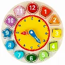 Alackar Wooden Montessori Clock with Shape & Color Sorter, Learning & Puzzle Toy