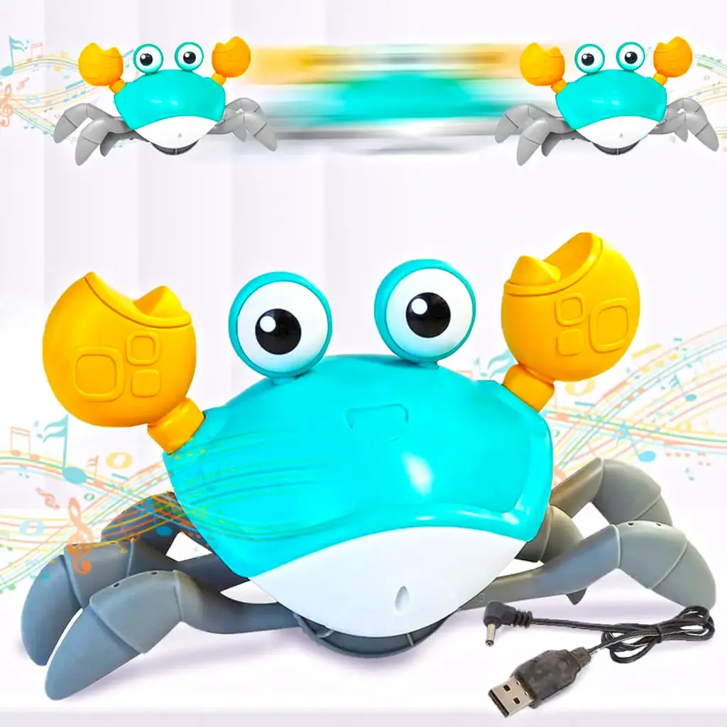 [STRTOY10001-01] Alackar Dancing Crab Crawling Toy with Light, Music & Obstacle Avoidance