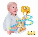 Duck Slide Toy Set, Automatic Stair-Climbing Race Track Set, Lights & Musical
