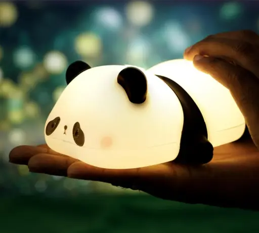 [STRDECOR0007] Alackar Rechargeable Sleeping Panda Night Lamp, 7-Color LED, Squishy Silicone & Touch Control - Portable, USB Charging for Kids, Nursery & Gifts