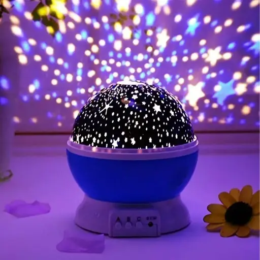 [STRDECOR0004-01] Star Master Galaxy Night Projector Lamp 360° Rotating Led Starry Light with Moon, Ocean Wave & Astronaut Effects Battery Operated for Bedroom Decor Gift for All Multicolor