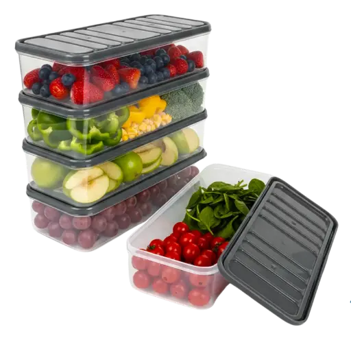 [STRWHT10013] Stravos 1200 ml Airtight Food Storage Containers with Drain Plate, Stackable (Set of 6)