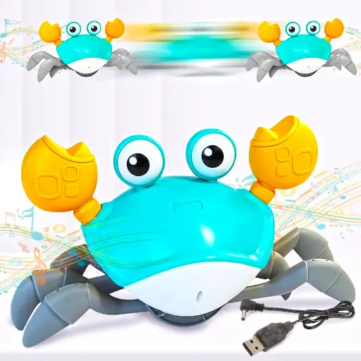 [STRTOY10001-01] Alackar Dancing Crab Crawling Toy with Light, Music & Obstacle Avoidance