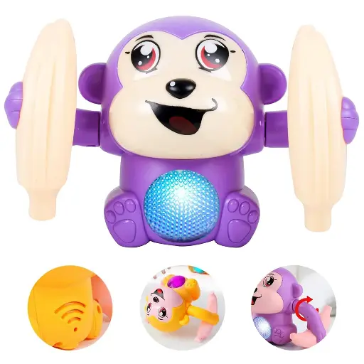 [STRTOY10007-01] Alackar Dancing Monkey Musical Toy with Light & Sound, Voice Control, Crawling & 360° Rotation